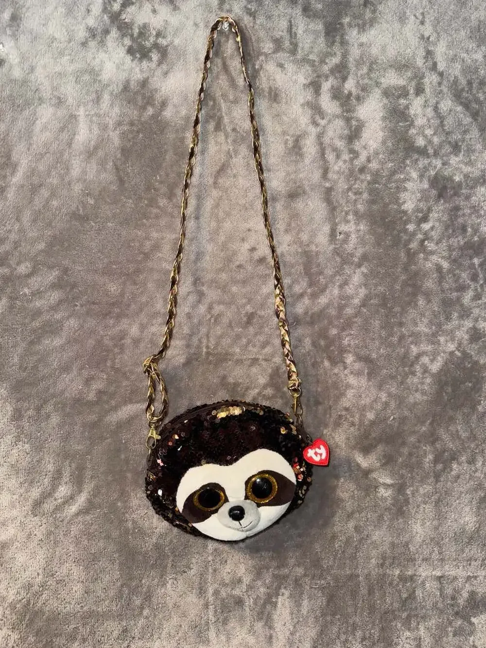 Ty Beanie Boos Sloth Sequin Crossbody Purse